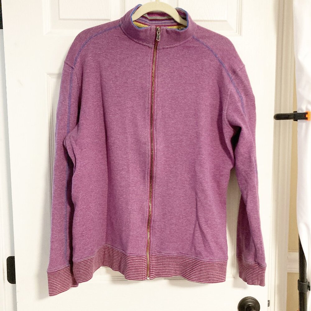 Robert Graham Osborne Classic Fit Full Zip Cardigan 100% Cotton Size XL